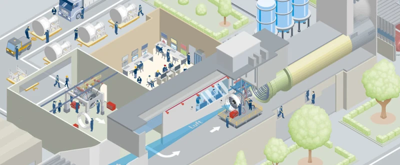 Blick in einen Triebwerks­prüfstand